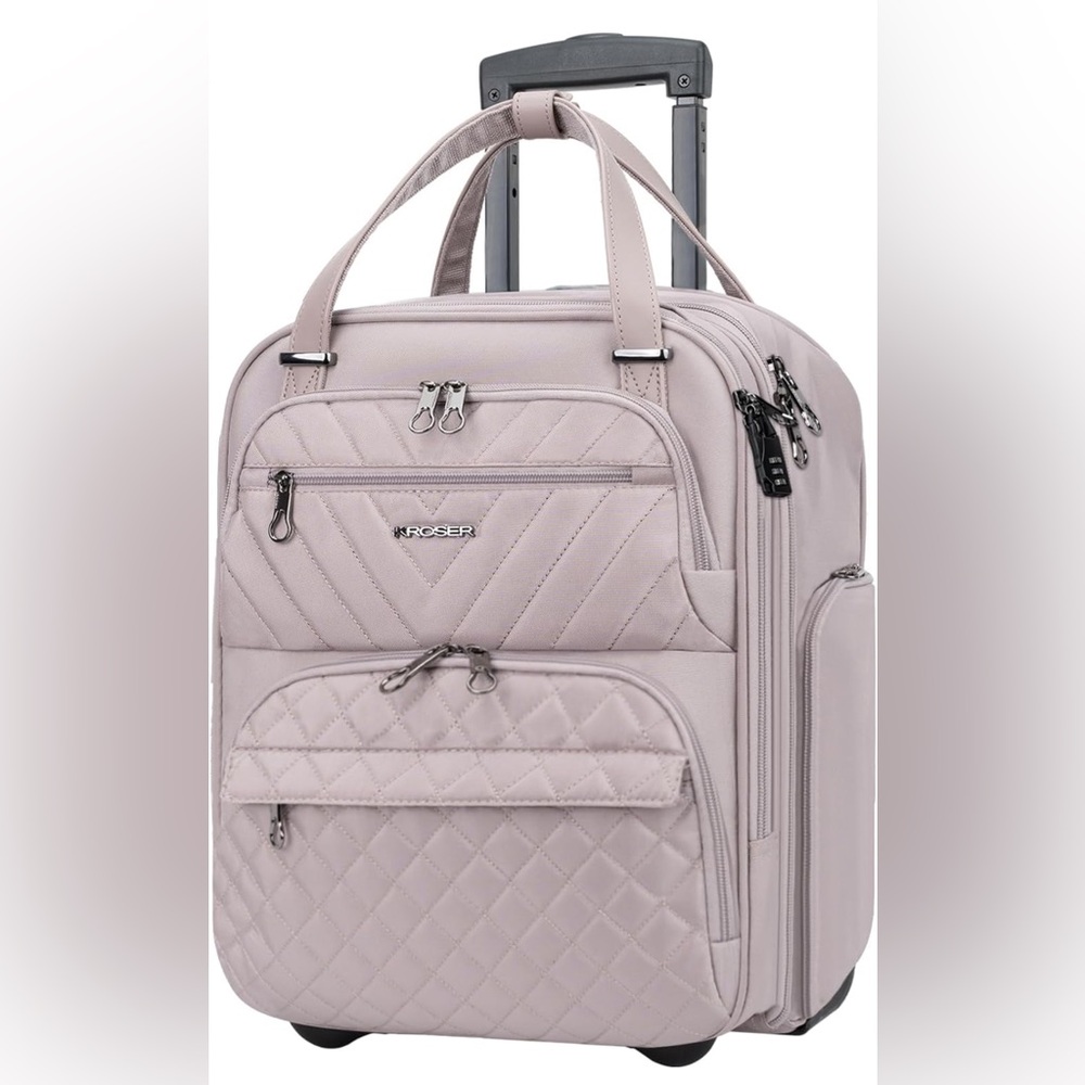 Carry On Underseat, Lightweight Overnight Suitcase, Dusty Pink